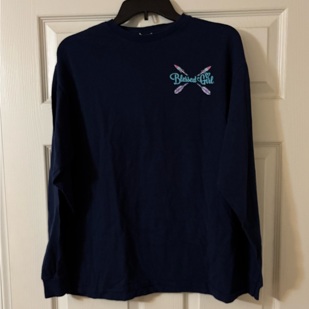 Navy Long Sleeve Shirt with Embroidered Logo